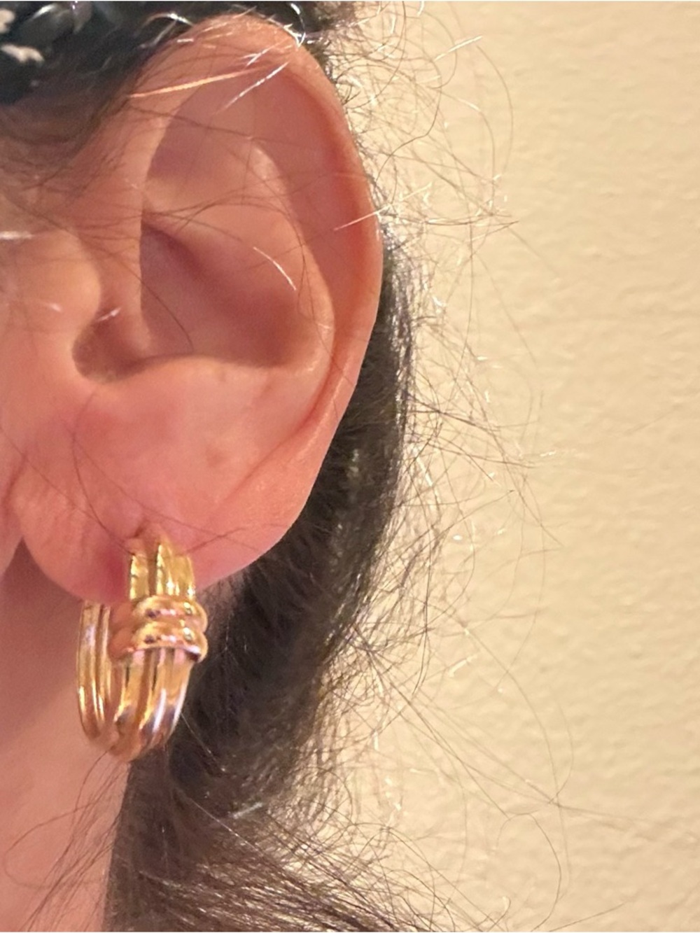 14KT Gold with Rose Gold Knot Hoop Earrings - Elegant Women's Jewelry